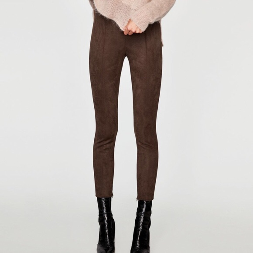 NWT Zara Suede Brown Skinny Pant